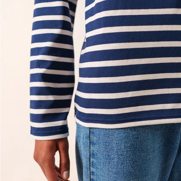 Saint James Classic Navy and White Striped Long Sleeve Tee - Picture 12 of 15